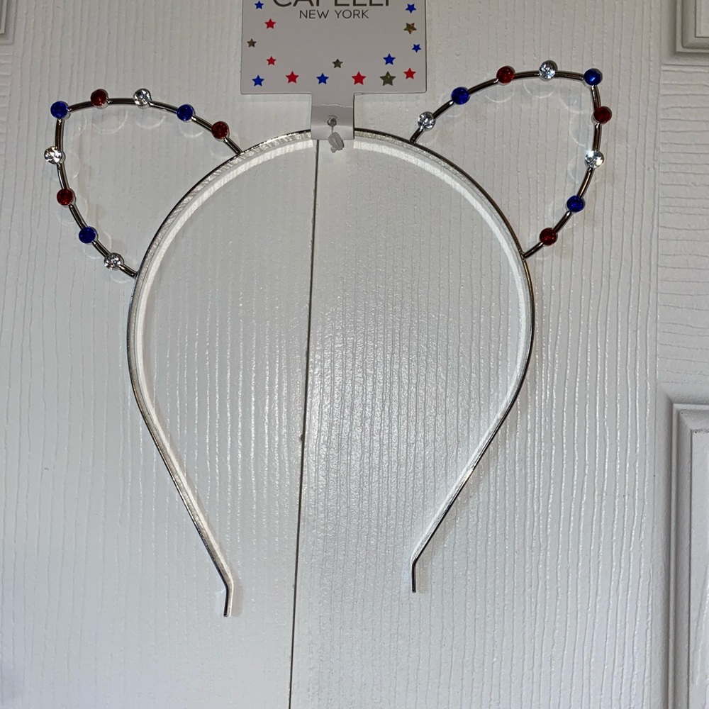 4th of July Patriotic Jeweled Cat Ears Headband - Picture 10 of 12